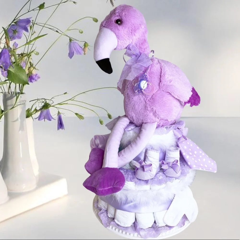 Flamingo Diaper Cake, Flamingo Themed